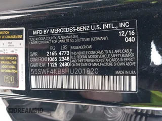 2017 Mercedes-Benz C 300 with VIN 55SWF4KB8HU201820, listed as a IAAI auction lot 41459590 with 90,775 mi miles and . Bid and sale history available at carsss.com. Image 9.