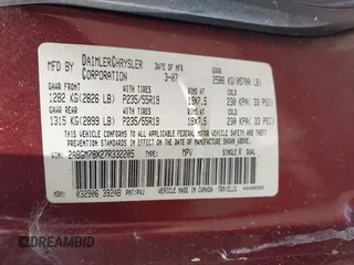 2007 Chrysler Pacifica with VIN 2A8GM78X27R332205, listed as a IAAI auction lot 42710201 with 191,151 mi miles and . Bid and sale history available at DreamBid. Image 9.