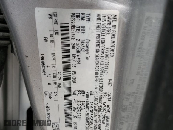 2014 Ford Focus SE z VIN 1FADP3K23EL379262, wystawiony jako Copart lot #54202305 z przebiegiem 144 237 mil mil oraz Szkoda całkowita • Salvage title. Historia ofert i sprzedaży dostępna na DreamBid. Obrazek 12.