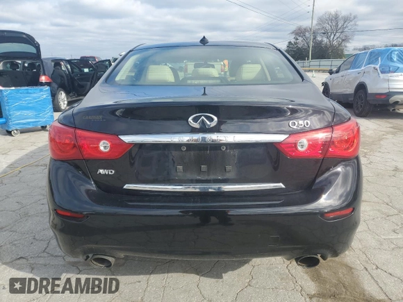 2015 Infiniti Q50 Premium z VIN JN1BV7ARXFM418246, wystawiony jako Copart lot #44890175 z przebiegiem 144 269 mil mil oraz Szkody całkowita. Historia ofert i sprzedaży dostępna na DreamBid. Obrazek 6.