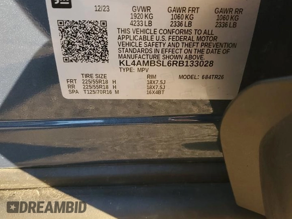 2024 Buick Encore GX Preferred с VIN KL4AMBSL6RB133028, выставлен на аукционе Copart как лот 85998844 с пробегом Не указан миль и Списание • Salvage title. История ставок и продаж доступна на DreamBid. Изображение 14.