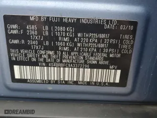 2010 Subaru Outback Prem All-Weather/HK Aud with VIN 4S4BRBFC9A3372296, listed as a Copart auction lot 44041575 with 224,961 mi miles and Salvage Title. Bid and sale history available at carsss.com. Image 14.
