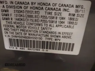 2011 Acura MDX Tech Pkg with VIN 2HNYD2H60BH550190, listed as a IAAI auction lot 41914925 with 79,525 mi miles. Bid and sale history available at carsss.com. Image 9.