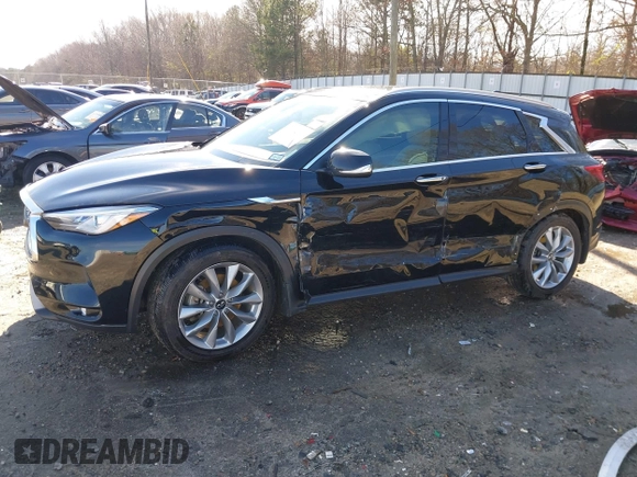 2020 Infiniti QX50 Luxe with VIN 3PCAJ5M12LF117067, listed as a IAAI auction lot 41172977 with 56,991 mi miles and . Bid and sale history available at DreamBid. Image 6.