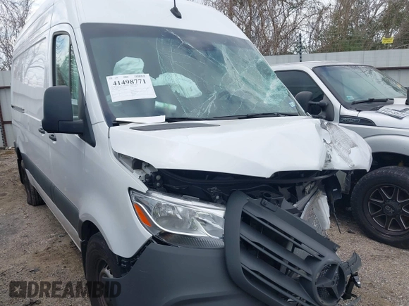 2024 Mercedes-Benz Sprinter Cargo with VIN W1Y4KBHY0RT178001, listed as a IAAI auction lot 41498771 with Not Provided miles and . Bid and sale history available at carsss.com. Image 1.