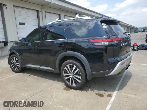 2023 Nissan Pathfinder Platinum with VIN 5N1DR3DK9PC221749, listed as a Copart auction lot 60127525 with 37,458 mi miles and Salvage title. Bid and sale history available at DreamBid. Image 2.