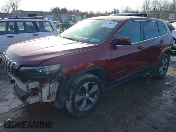 2019 Jeep Cherokee Limited with VIN 1C4PJMDX8KD121008, listed as a IAAI auction lot 41748829 with 129,247 mi miles. Bid and sale history available at carsss.com. Image 2.