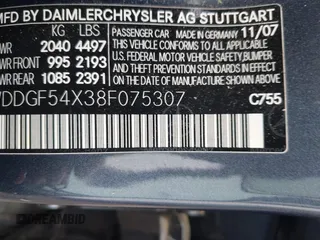 2008 Mercedes-Benz C 300 Sport with VIN WDDGF54X38F075307, listed as a IAAI auction lot 42348933 with 136,630 mi miles and . Bid and sale history available at DreamBid. Image 9.