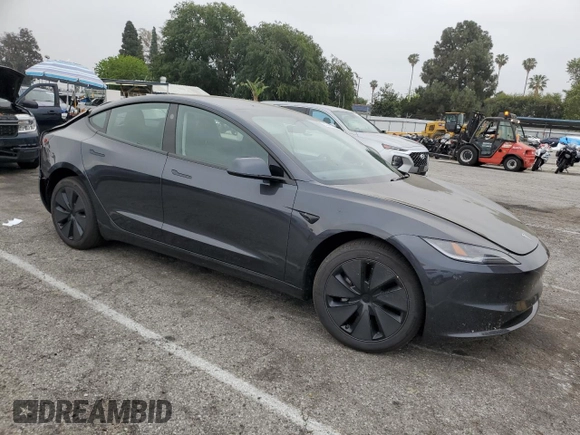 2025 Tesla Model 3 Long Range with VIN 5YJ3E1EA7SF969403, listed as a Copart auction lot 55348185 with 2,613 mi miles and Salvage title. Bid and sale history available at DreamBid. Image 4.