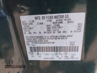 2008 Ford F-150 XL with VIN 1FTRF12228KD09740, listed as a IAAI auction lot 42691755 with 126,839 mi miles and . Bid and sale history available at DreamBid. Image 9.