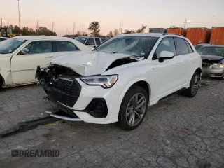 2022 Audi Q3 S line Premium Plus with VIN WA1EECF32N1038237, listed as a Copart auction lot 79498674 with 37,000 mi miles and Salvage title. Bid and sale history available at DreamBid. Image 1.