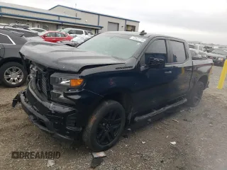 2021 Chevrolet Silverado 1500 Custom with VIN 1GCPYBEK3MZ204029, listed as a Copart auction lot 43522715 with 107,800 mi miles and Salvage Title. Bid and sale history available at DreamBid. Image 1.