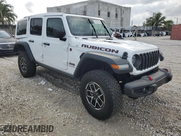 2024 Jeep Wrangler Rubicon with VIN 1C4PJXFG7RW247535, listed as a Copart auction lot 41755145 with 2,072 mi miles and Salvage title. Bid and sale history available at DreamBid. Image 4.