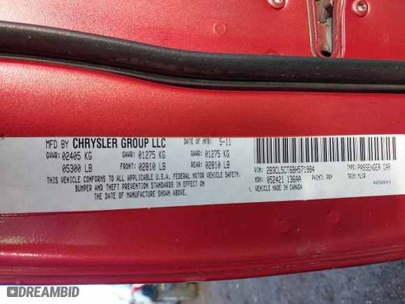2011 Dodge Charger Road/Track with VIN 2B3CL5CT6BH571984, listed as a IAAI auction lot 41810361 with 188,780 mi miles. Bid and sale history available at carsss.com. Image 9.