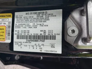 2019 Ford Fusion SE with VIN 3FA6P0HD8KR179507, listed as a IAAI auction lot 41701833 with 54,632 mi miles. Bid and sale history available at carsss.com. Image 9.