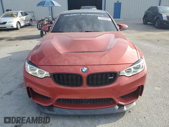 2016 BMW M3 with VIN WBS8M9C52GP967030, listed as a Copart auction lot 57950385 with 77,885 mi miles and Salvage title. Bid and sale history available at DreamBid. Image 5.
