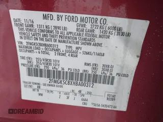 2017 Ford Flex SEL with VIN 2FMGK5C8XHBA00312, listed as a IAAI auction lot 41628450 with 144,268 mi miles. Bid and sale history available at carsss.com. Image 9.