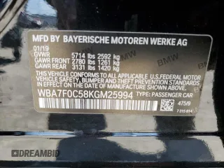 2019 BMW 7 Series 750i with VIN WBA7F0C58KGM25994, listed as a Copart auction lot 47277723 with 41,917 mi miles. Bid and sale history available at carsss.com. Image 13.