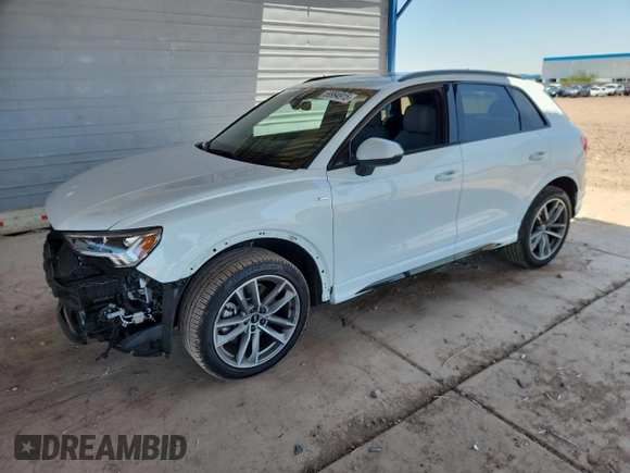 2021 Audi Q3 S line Premium Plus with VIN WA1EECF37M1124299, listed as a Copart auction lot 59994915 with 27,800 mi miles and Salvage title. Bid and sale history available at DreamBid. Image 1.
