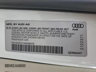 2022 Audi A6 Prestige with VIN WAUM2BF21NN058478, listed as a Copart auction lot 71114514 with 33,019 mi miles and Salvage Title. Bid and sale history available at carsss.com. Image 12.