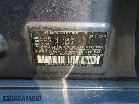 2013 Subaru Legacy Special Sports с VIN 4S3BMCG66D3034666, выставлен на аукционе Copart как лот 60136705 с пробегом 117 289 миль миль и Списание • Salvage title. История ставок и продаж доступна на DreamBid. Изображение 12.
