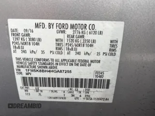 2017 Ford Explorer with VIN 1FM5K8BH4HGA87255, listed as a Copart auction lot 41804155 with 151,442 mi miles and Clean Title. Bid and sale history available at carsss.com. Image 10.