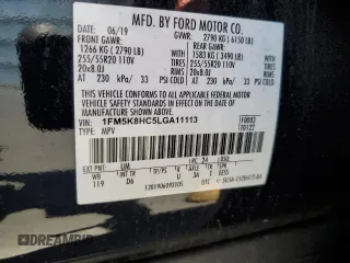 2020 Ford Explorer Platinum z VIN 1FM5K8HC5LGA11113, wystawiony jako Copart lot #57035265 z przebiegiem 52 232 mil mil oraz Szkoda całkowita • Salvage title. Historia ofert i sprzedaży dostępna na DreamBid. Obrazek 13.