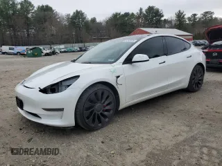 2023 Tesla Model 3 Performance with VIN 5YJ3E1EC6PF505477, listed as a Copart auction lot 51263875 with 39,617 mi miles and Salvage Title. Bid and sale history available at carsss.com. Image 1.