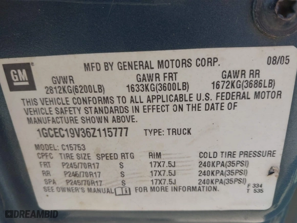 2006 Chevrolet Silverado 1500 LT1 with VIN 1GCEC19V36Z115777, listed as a IAAI auction lot 40671763 with 355,636 mi miles. Bid and sale history available at carsss.com. Image 9.