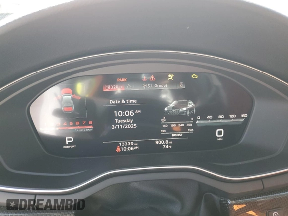2024 Audi S5 Premium Plus with VIN WAUP4AF56RA011343, listed as a Copart auction lot 48170165 with 13,339 mi miles and Salvage Title. Bid and sale history available at DreamBid. Image 9.