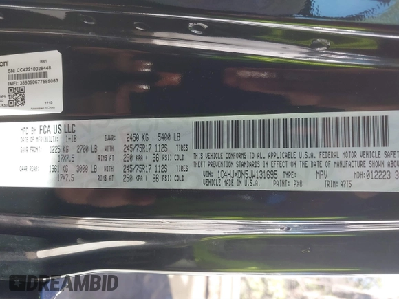 2018 Jeep Wrangler Unlimited Sport с VIN 1C4HJXDN5JW131695, выставлен на аукционе IAAI как лот 41640197 с пробегом 115 622 миль миль и . История ставок и продаж доступна на DreamBid. Изображение 9.