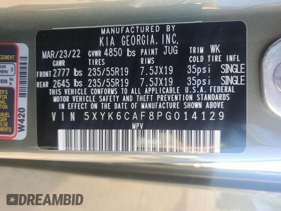 2023 Kia Sportage X-Line with VIN 5XYK6CAF8PG014129, listed as a Copart auction lot 44365315 with Not Provided miles and Salvage Title. Bid and sale history available at carsss.com. Image 13.