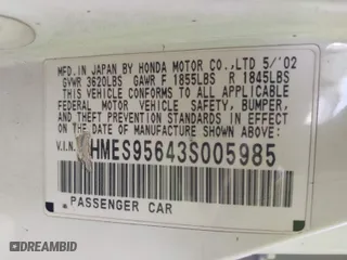 2003 Honda Civic Hybrid with VIN JHMES95643S005985, listed as a IAAI auction lot 41375567 with 252,651 mi miles. Bid and sale history available at carsss.com. Image 9.