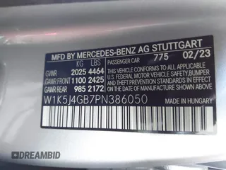 2023 Mercedes-Benz CLA 250 with VIN W1K5J4GB7PN386050, listed as a IAAI auction lot 41785870 with 14,883 mi miles and . Bid and sale history available at DreamBid. Image 9.