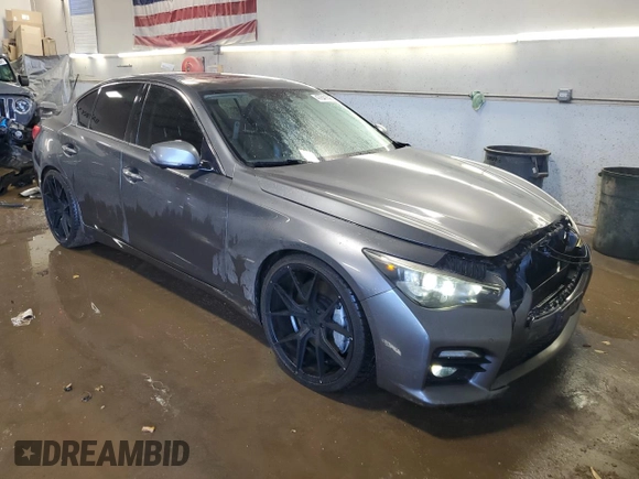2014 Infiniti Q50 Premium with VIN JN1BV7AR5EM700289, listed as a Copart auction lot 47841695 with 122,579 mi miles and Salvage Title. Bid and sale history available at carsss.com. Image 4.