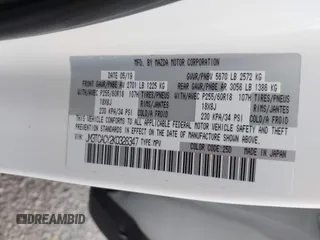 2019 Mazda CX-9 Touring with VIN JM3TCACY2K0328347, listed as a IAAI auction lot 41917854 with 67,173 mi miles and . Bid and sale history available at DreamBid. Image 9.