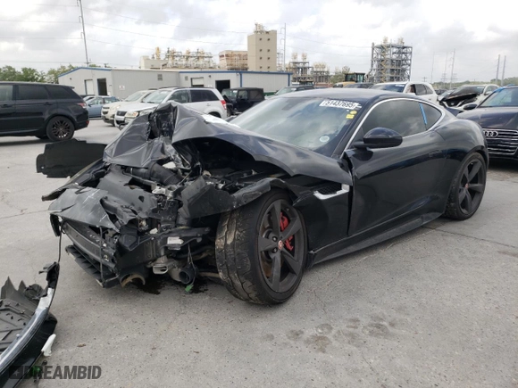 2016 Jaguar F-TYPE R with VIN SAJWJ6DLXGMK29451, listed as a Copart auction lot 51437695 with 50,225 mi miles and Salvage Title. Bid and sale history available at carsss.com. Image 1.