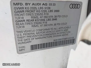 2023 Audi Q3 S line Premium with VIN WA1DECF38P1122125, listed as a IAAI auction lot 41627017 with 28,747 mi miles. Bid and sale history available at carsss.com. Image 9.