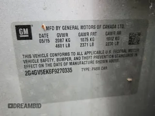 2015 Buick Regal z VIN 2G4GV5EK6F9270335, wystawiony jako Copart lot #62385335 z przebiegiem 144 336 mil mil oraz Czysty tytuł • Clean title. Historia ofert i sprzedaży dostępna na DreamBid. Obrazek 12.