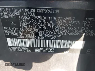 2014 Toyota RAV4 LE z VIN JTMZFREV9E5018084, wystawiony jako IAAI lot #42573040 z przebiegiem 168 661 mil mil oraz . Historia ofert i sprzedaży dostępna na DreamBid. Obrazek 9.