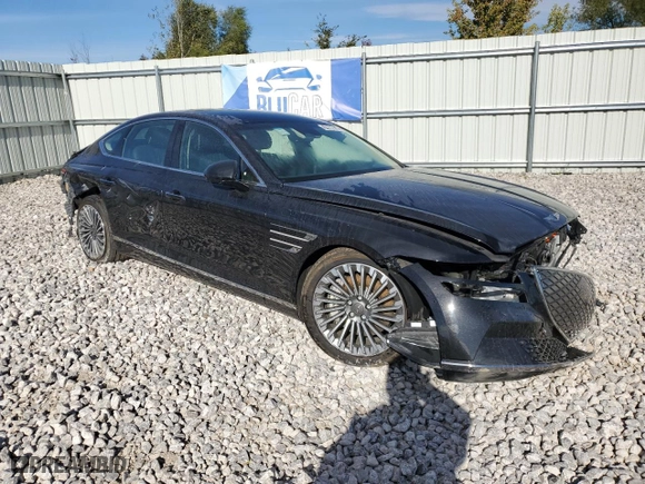 2023 Genesis Electrified G80 with VIN KMTGE4S16PU006015, listed as a Copart auction lot 74899854 with 18,876 mi miles and Non Repairable. Bid and sale history available at carsss.com. Image 4.