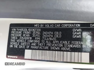 2013 Volvo XC60 3.2L with VIN YV4952DL1D2367330, listed as a IAAI auction lot 42197516 with 102,612 mi miles and . Bid and sale history available at DreamBid. Image 9.