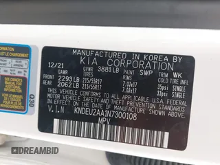 2022 Kia Seltos S z VIN KNDEU2AA1N7300108, wystawiony jako IAAI lot #41971007 z przebiegiem 18 606 mil mil oraz . Historia ofert i sprzedaży dostępna na DreamBid. Obrazek 9.