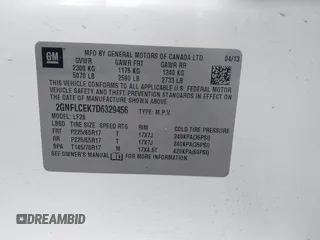 2013 Chevrolet Equinox LS z VIN 2GNFLCEK7D6329456, wystawiony jako IAAI lot #41800023 z przebiegiem 187 500 mil mil oraz . Historia ofert i sprzedaży dostępna na DreamBid. Obrazek 9.