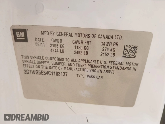 2012 Chevrolet Impala LT Fleet with VIN 2G1WG5E34C1103137, listed as a IAAI auction lot 42153496 with 176,980 mi miles and . Bid and sale history available at DreamBid. Image 9.