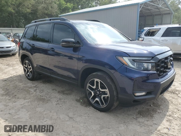 2023 Honda Passport Elite with VIN 5FNYF8H07PB036929, listed as a Copart auction lot 55981185 with 27,523 mi miles and Salvage title. Bid and sale history available at DreamBid. Image 4.