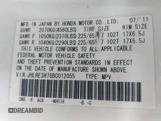 2011 Honda CR-V EX-L with VIN JHLRE3H76BC012055, listed as a IAAI auction lot 41908536 with 172,878 mi miles. Bid and sale history available at carsss.com. Image 9.