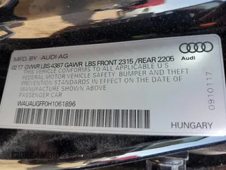 2017 Audi A3 Sedan Premium with VIN WAUAUGFF0H1061896, listed as a Copart auction lot 59902773 with 61,536 mi miles. Bid and sale history available at carsss.com. Image 12.