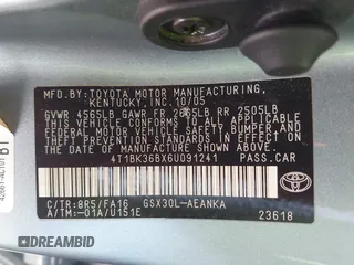 2006 Toyota Avalon XL with VIN 4T1BK36BX6U091241, listed as a IAAI auction lot 42089104 with 119,007 mi miles and . Bid and sale history available at carsss.com. Image 9.