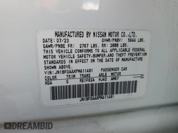 2023 Nissan ARIYA Venture+ z VIN JN1BF0AAXPM411491, wystawiony jako Copart lot #48231915 z przebiegiem Nie podano mil oraz Szkoda całkowita • Salvage title. Historia ofert i sprzedaży dostępna na DreamBid. Obrazek 14.